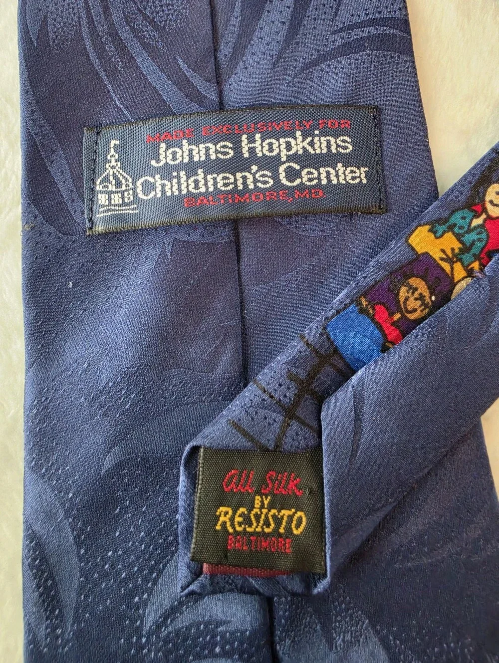 Children's Navy Blue Necktie with Colorful Cartoon Rollercoaster Print Tie